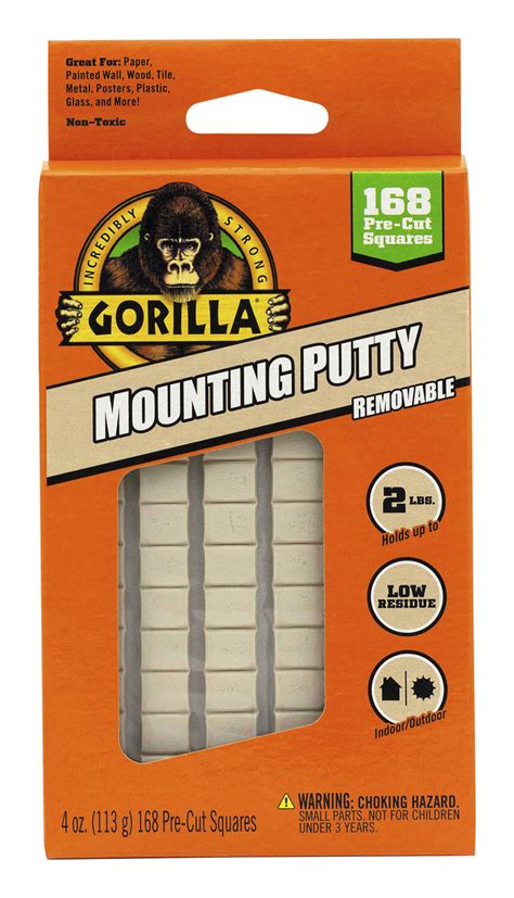 clear adhesive putty|gorilla removable mounting putty.